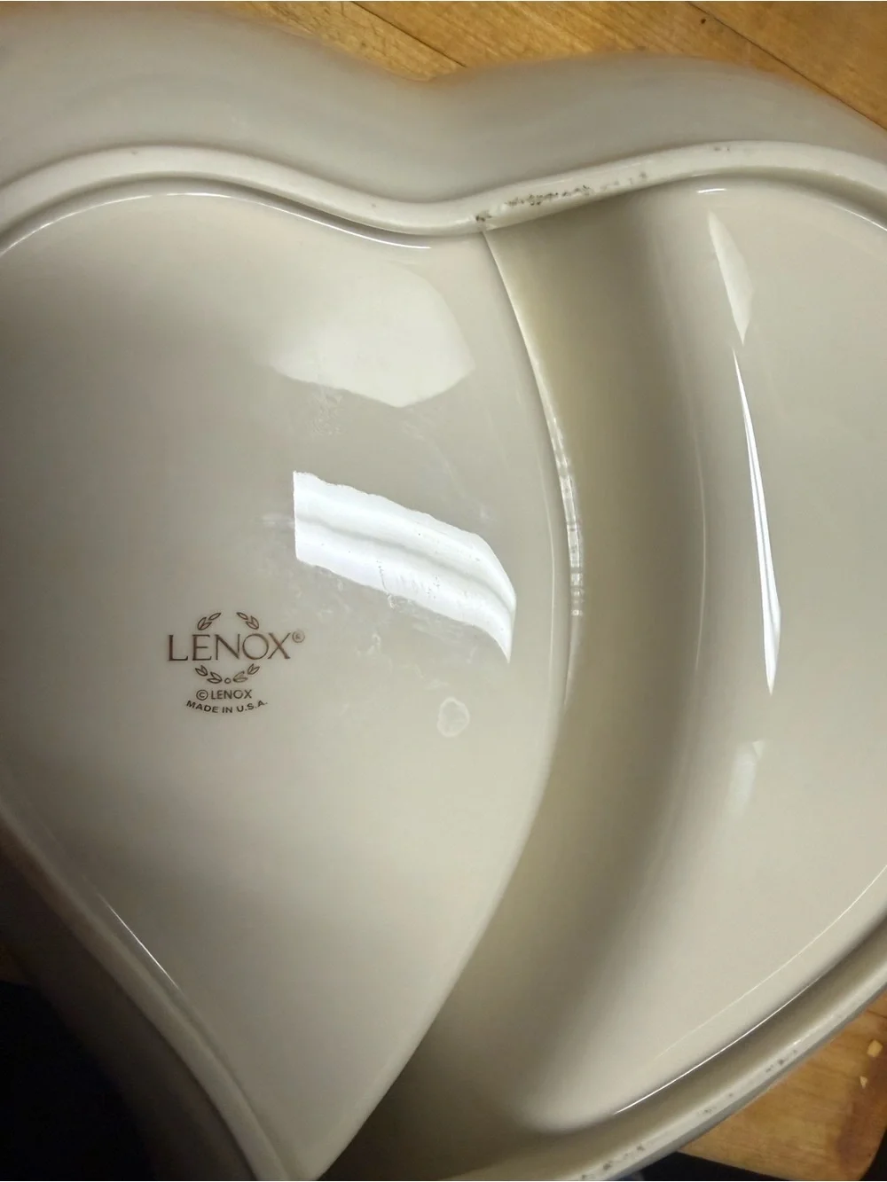 Lenox Cream Heart-Shaped Serving Bowl with Gold Trim